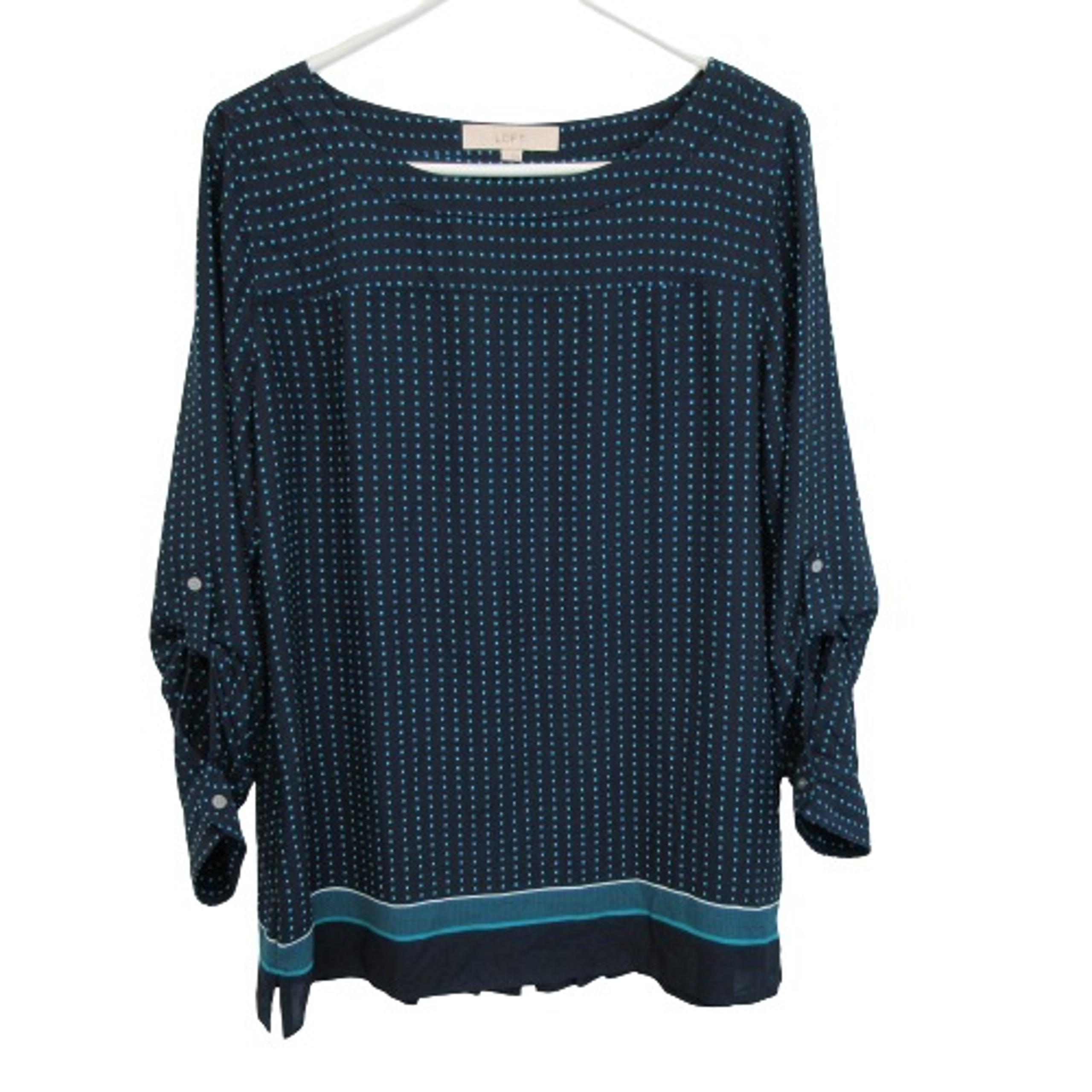 Ann Taylor Loft Roll Tab Long Sleeve Tunic Size Small Black Polka Dot Top Blouse