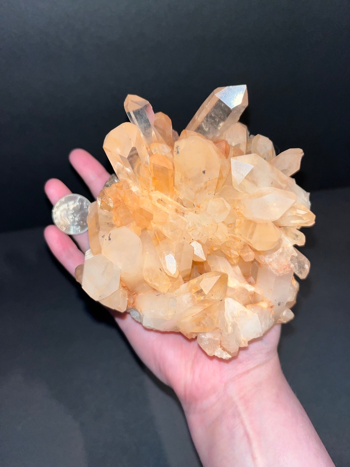 Red quartz crystal cluster specimen