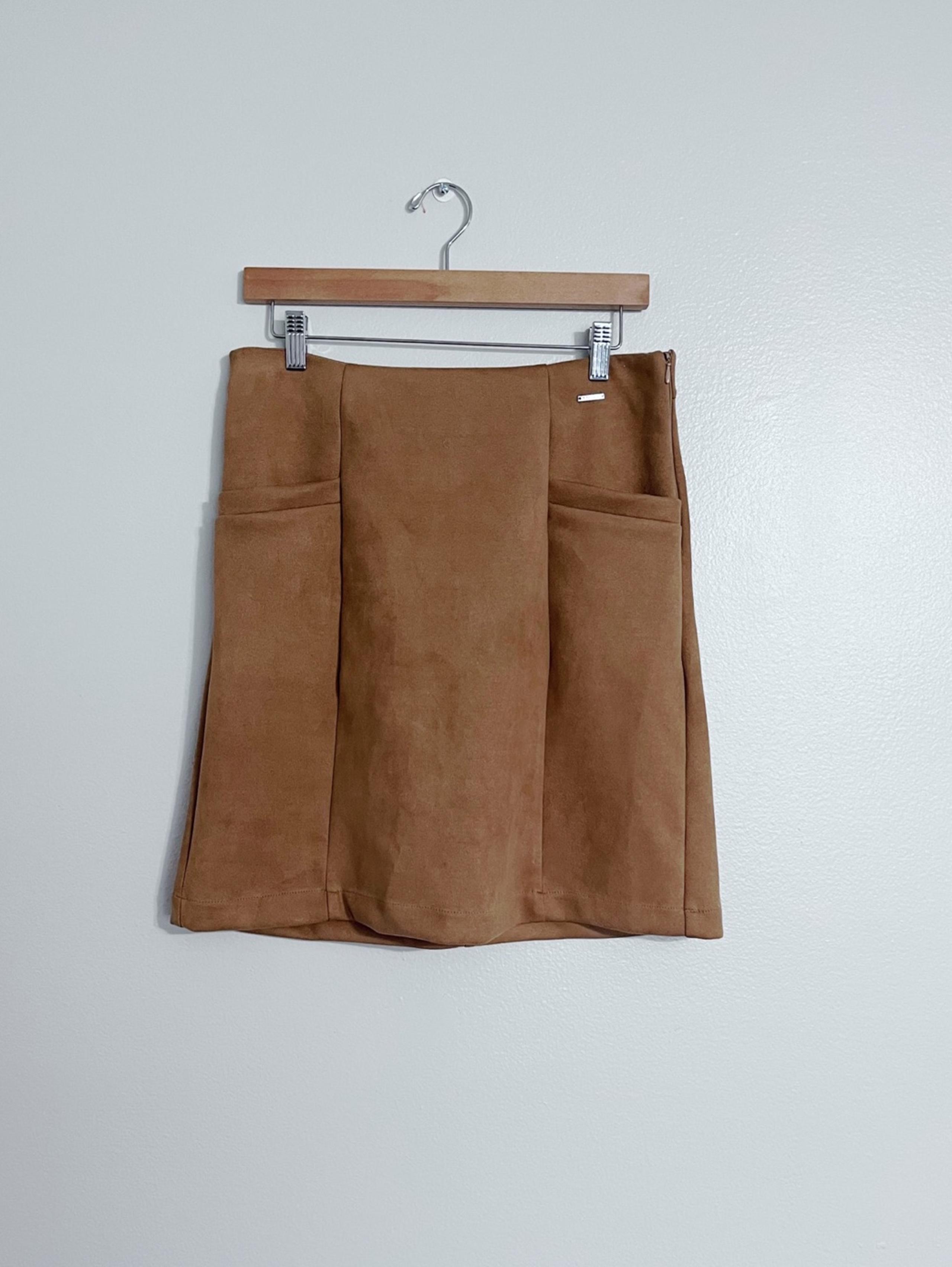 Tahari Faux Suede Mini Skirt