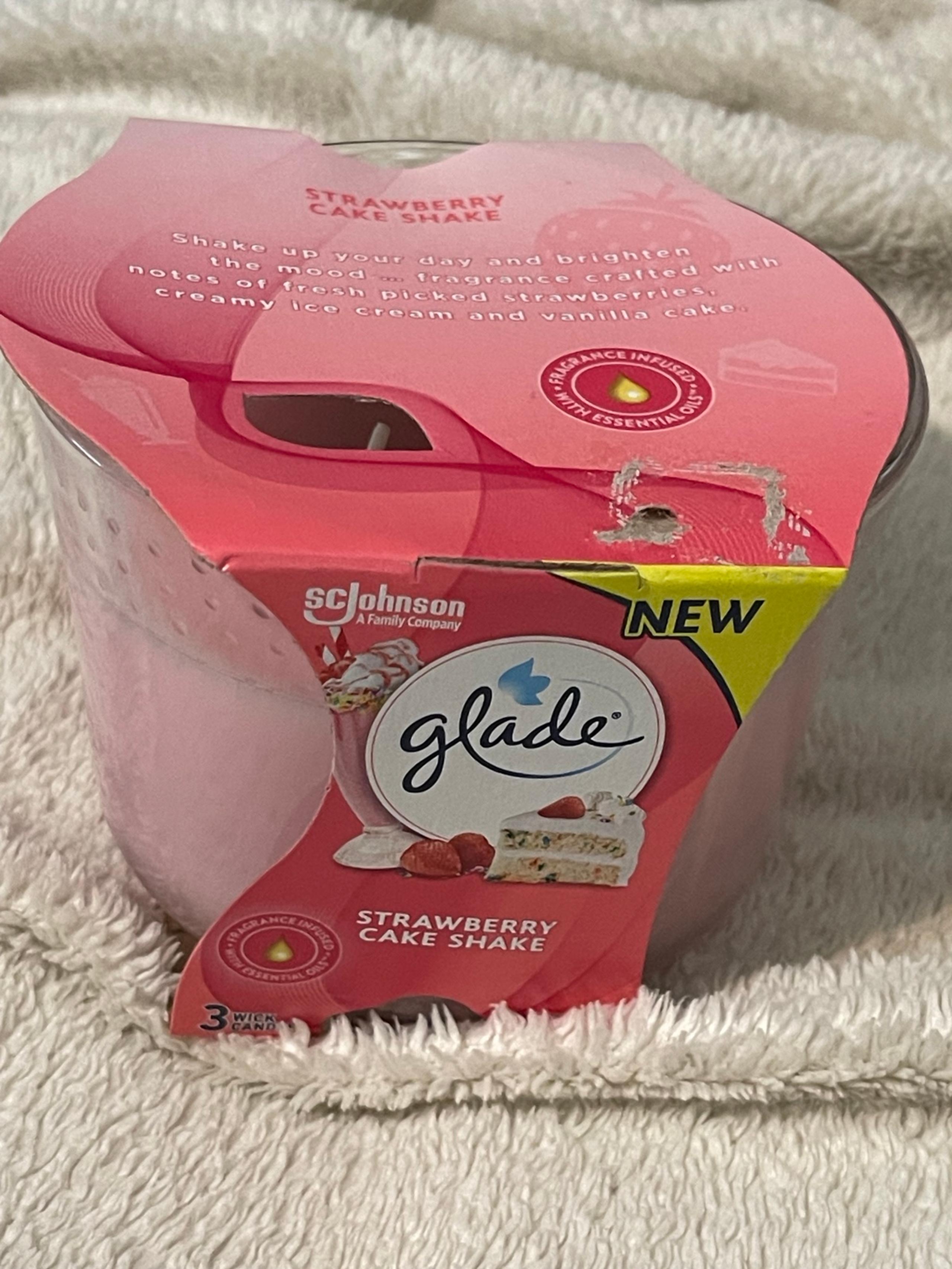 Glade Candle Strawberry Cake Shake, 3 wick Candle Infused with Essentials