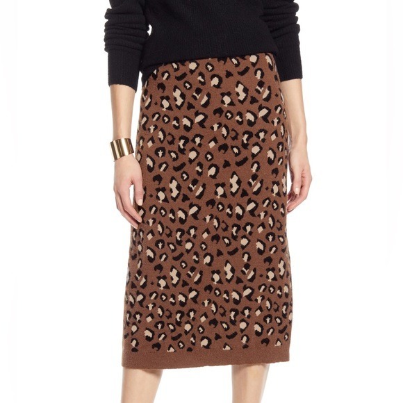 Halogen Leopard Print Sweater Skirt