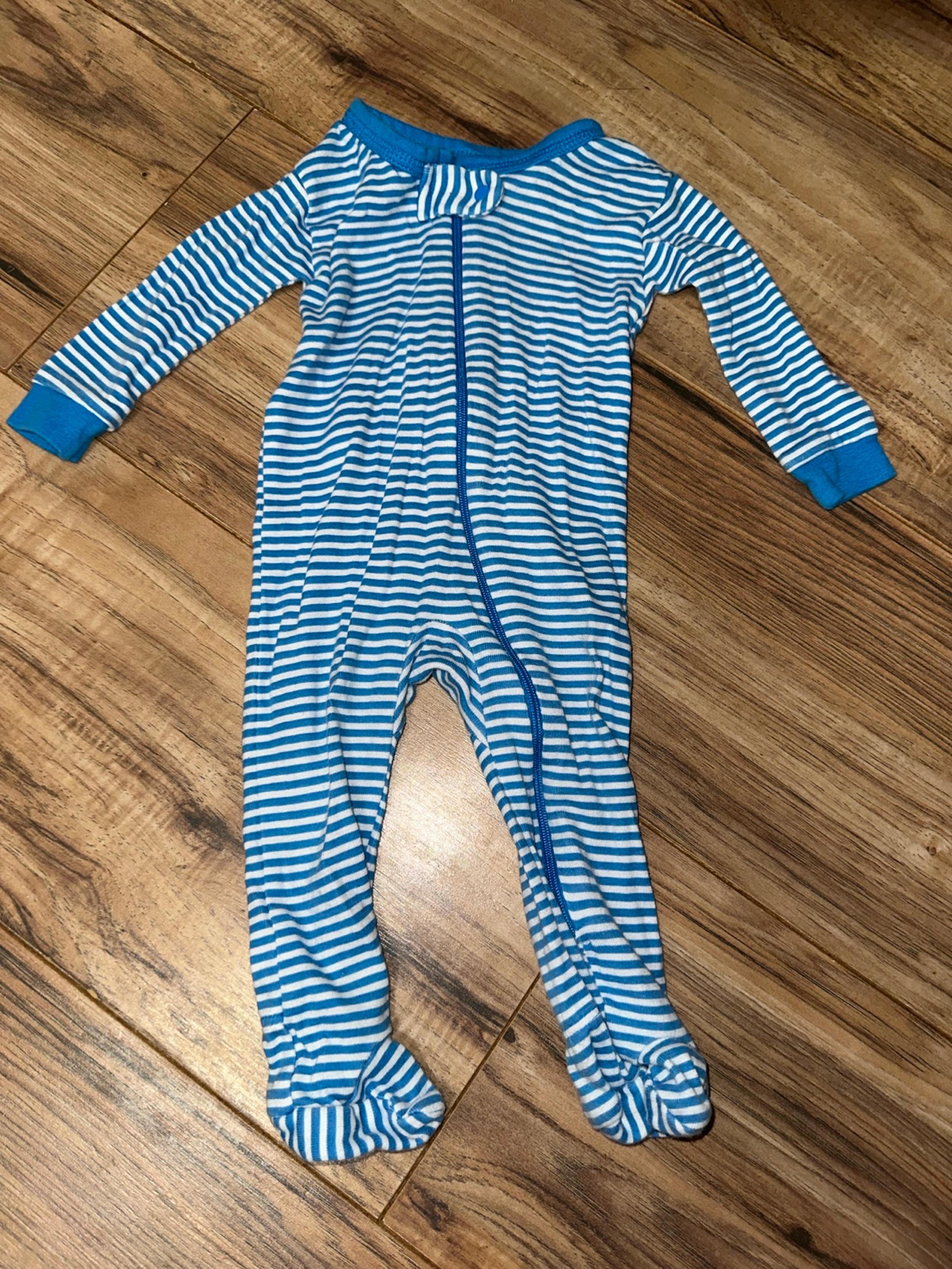 Gerber blue stripes footie zip sleeper