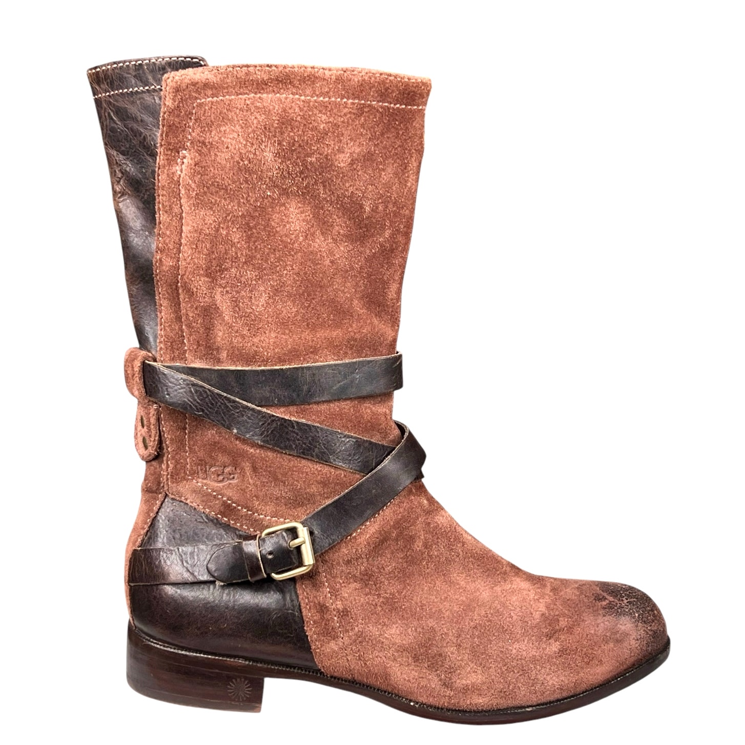 Ugg Women’s Deanna Brown Suede Strap Riding Boot Size US 6