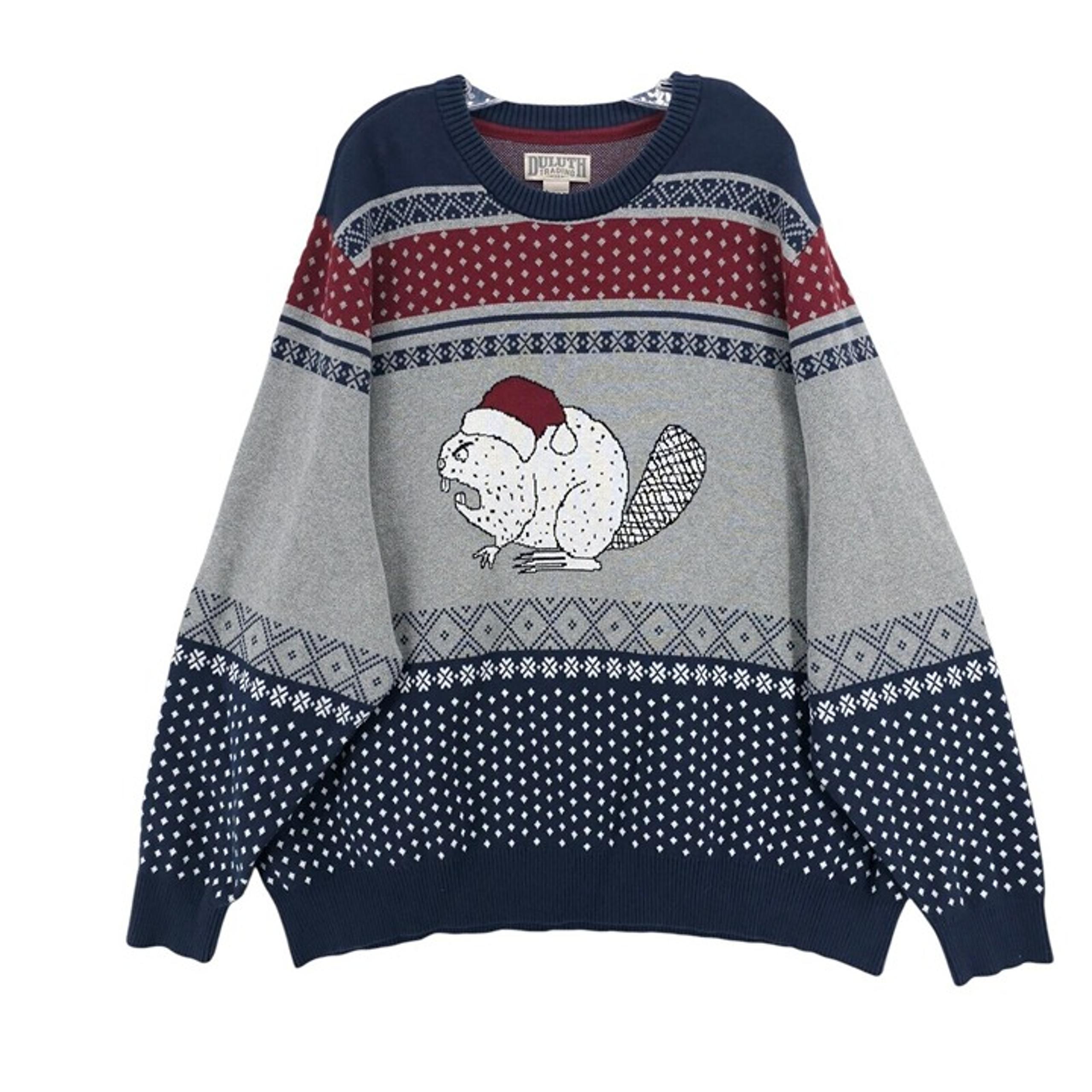 DULUTH TRADING Ugly Beaver Fair Isle Sweater Fair Isle 100% Cotton Men's 3XL