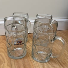 Hacker Pschorr Beer Munchen Stein Mug Set Of 4 1L Bubble Glass