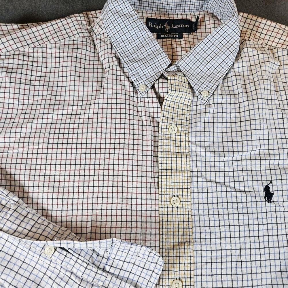 NWT Polo Ralph Lauren Colorblock Check Plaid Long Sleeve Shirt Mens Size XL