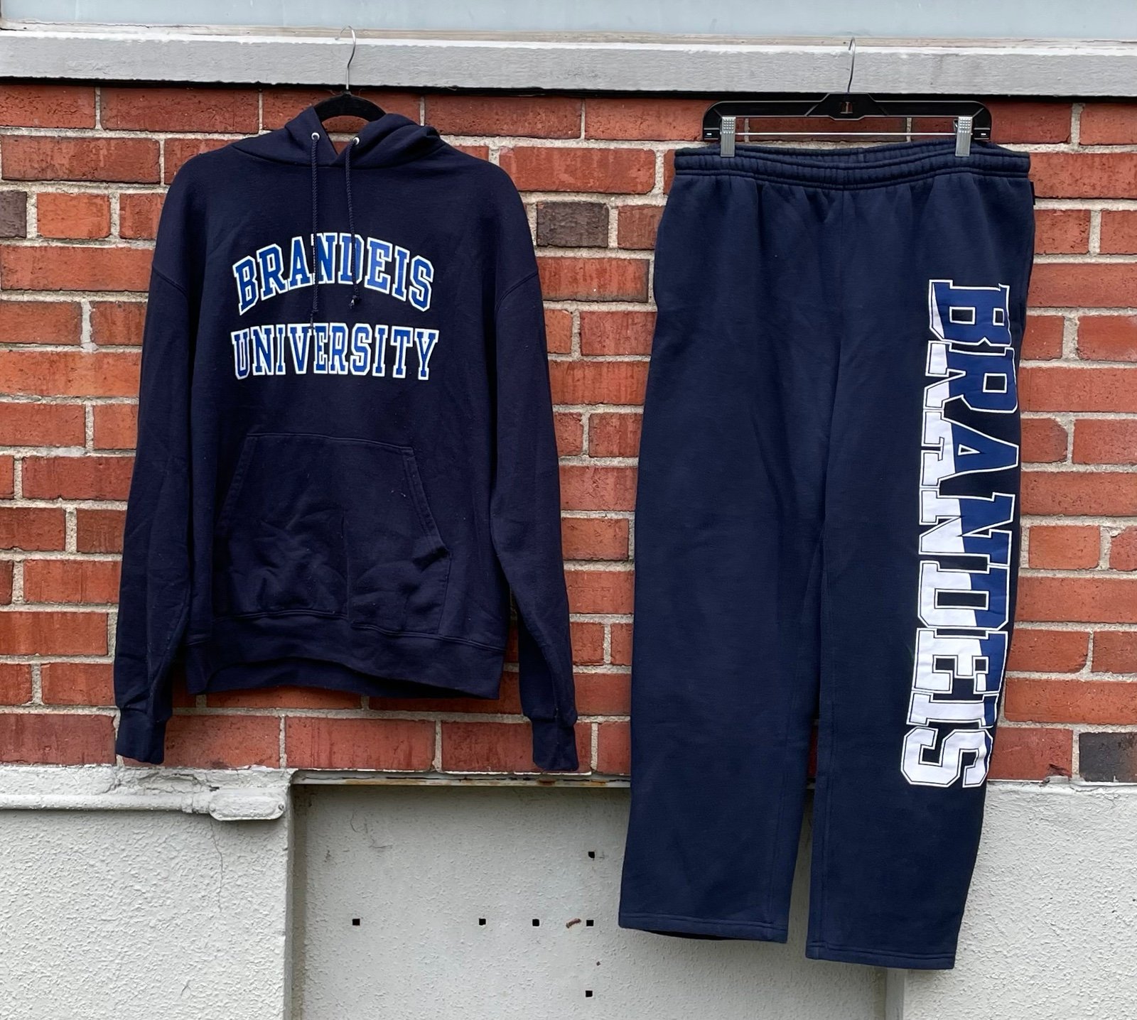 Y2k Brandeis University Hoodie/sweatpants 2 Pcs Set Size Large Navy Blue
