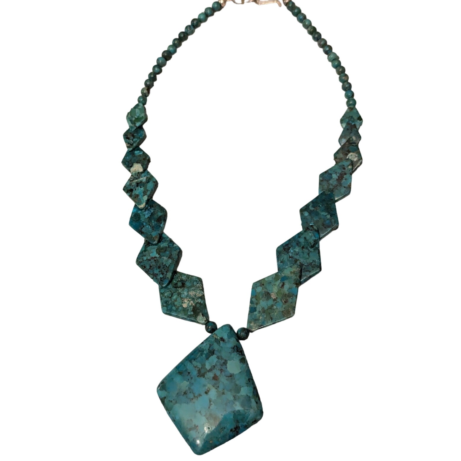Jay King Diamond Shape Turquoise & Sterling Necklace