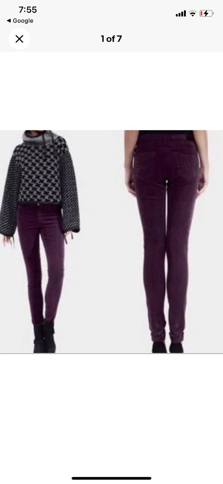 ANTHROPOLOGIE | AG ADRIANO GOLDSCHMEID Stevie Ankle Corduroy Pants Purple 27R