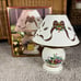 Vintage Lenox holiday tartan candle lamp tealight holder fruit pattern ceramic
