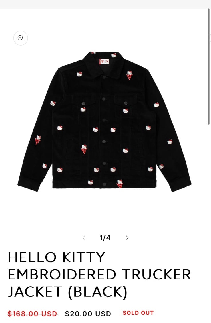 hypland x hello kitty embroidered corduroy jacket