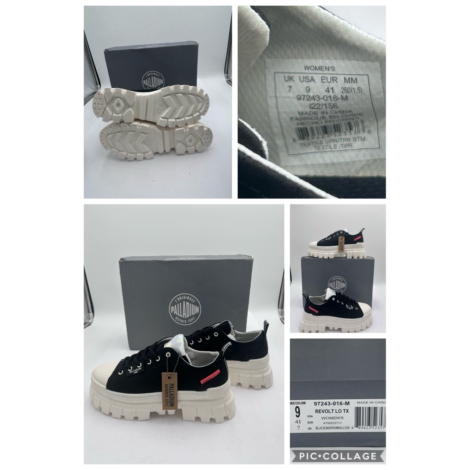Palladium Women's Revolt LO TX Black Size US 9M Platform Shoe 97243- 016-M NIB