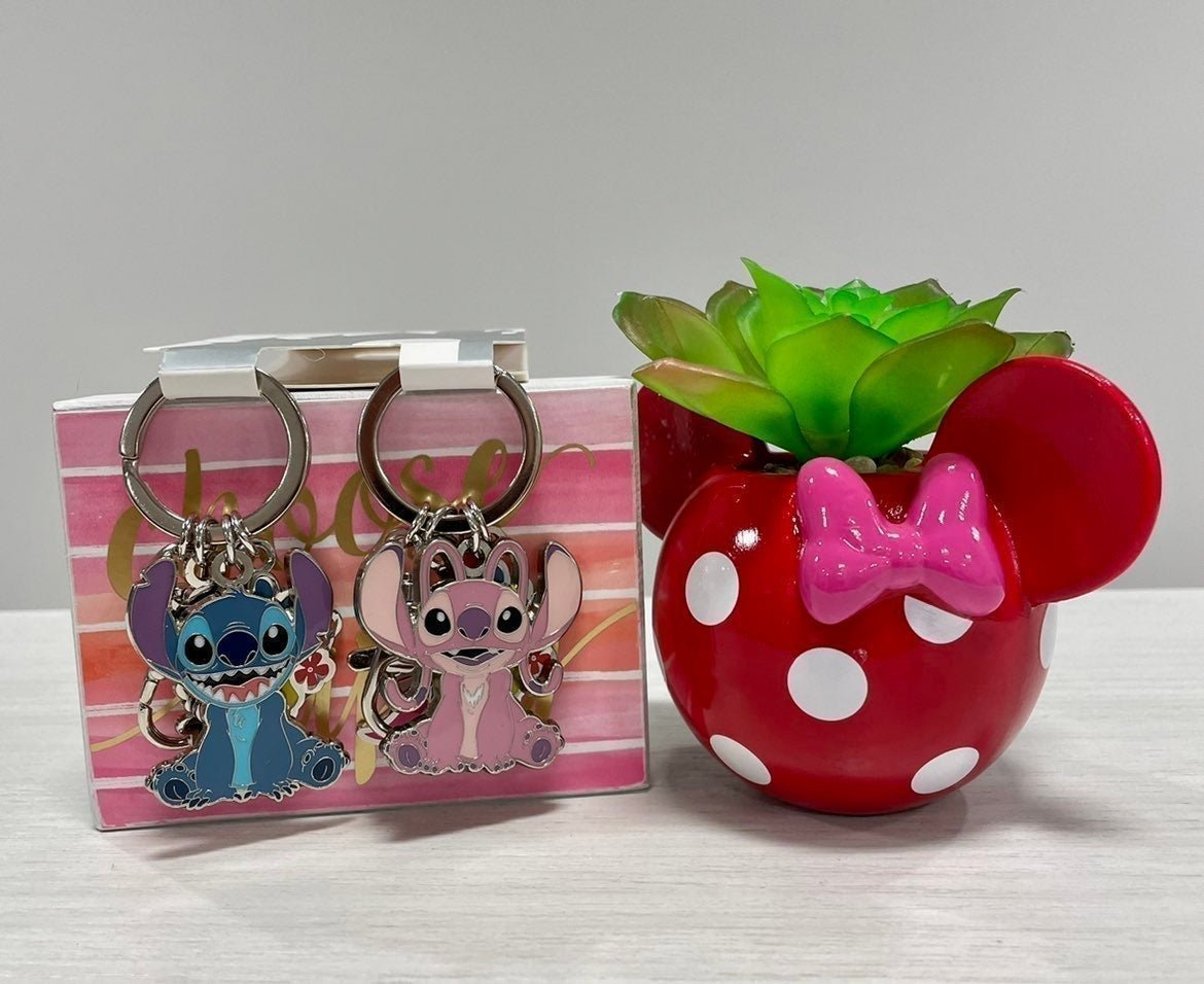 Disney Parks Stitch and Angel Sweetheart Aulani Keychain Set