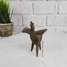 Rare ancient bronze ritual footed wine vessel