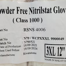 CLEANROOM NITRILSTAT CLASS 1000 AMBIDEXTROUS GLOVES 3XL BAG OF 100 SEALED