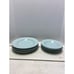 Set Of 8 Light Blue Ribbed Ceramic Plates - 4 Dinner & 4 Salad