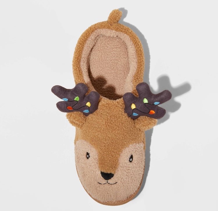 Adult holiday light up reindeer slippers M