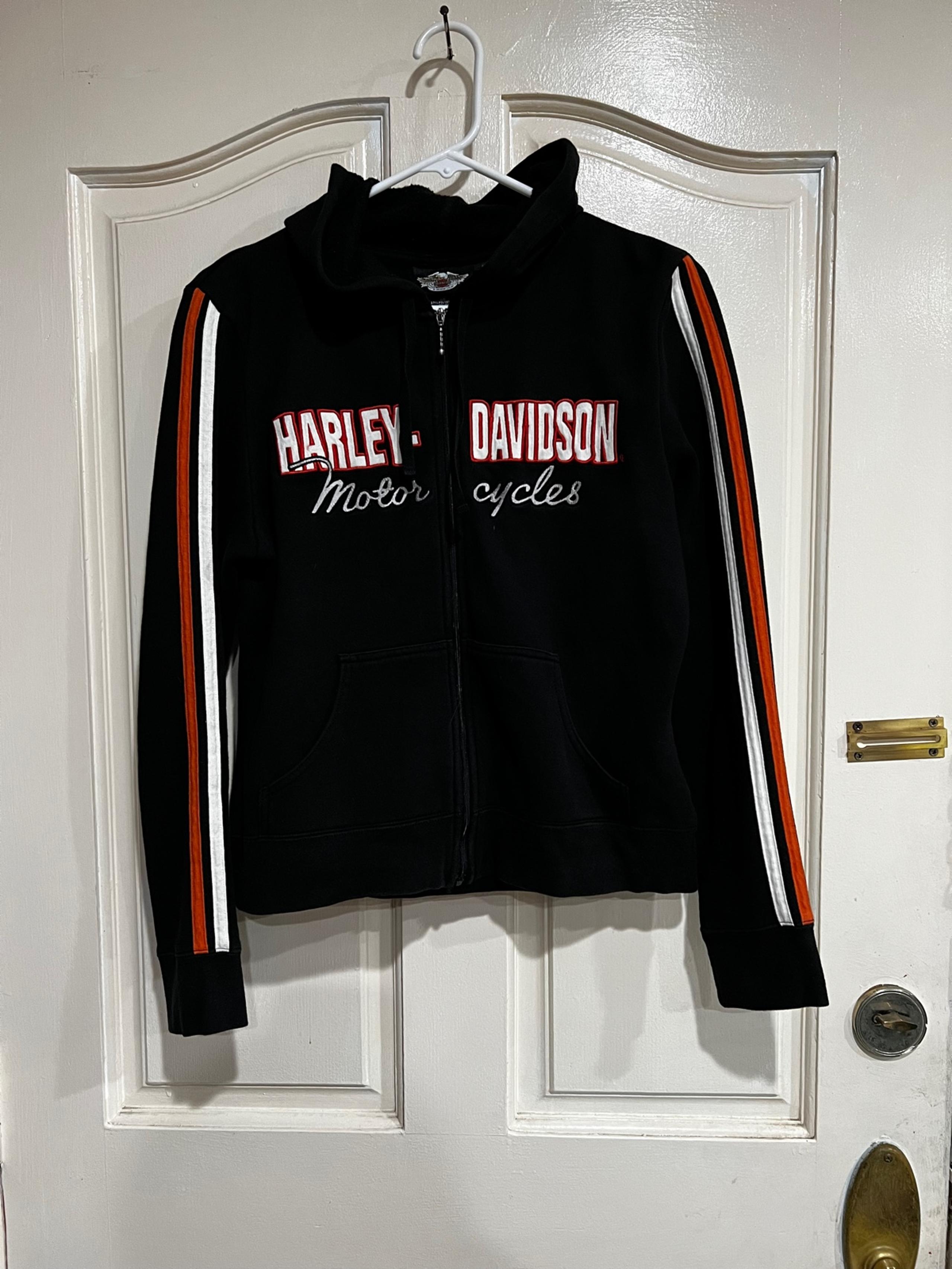 Harley Davidson Motorcycles Womens Black Sweater Size Medium Full Zip *Read*.