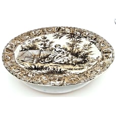 Victoria Ware Ironstone Brown Transfer Ware Antique Platter 16.5 X 12.5
