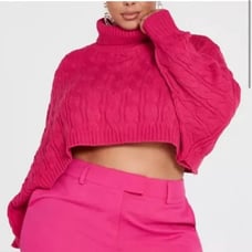 Fashion to Figure Gabi Fresh Pink Cropped Sweater Size 0, size XL