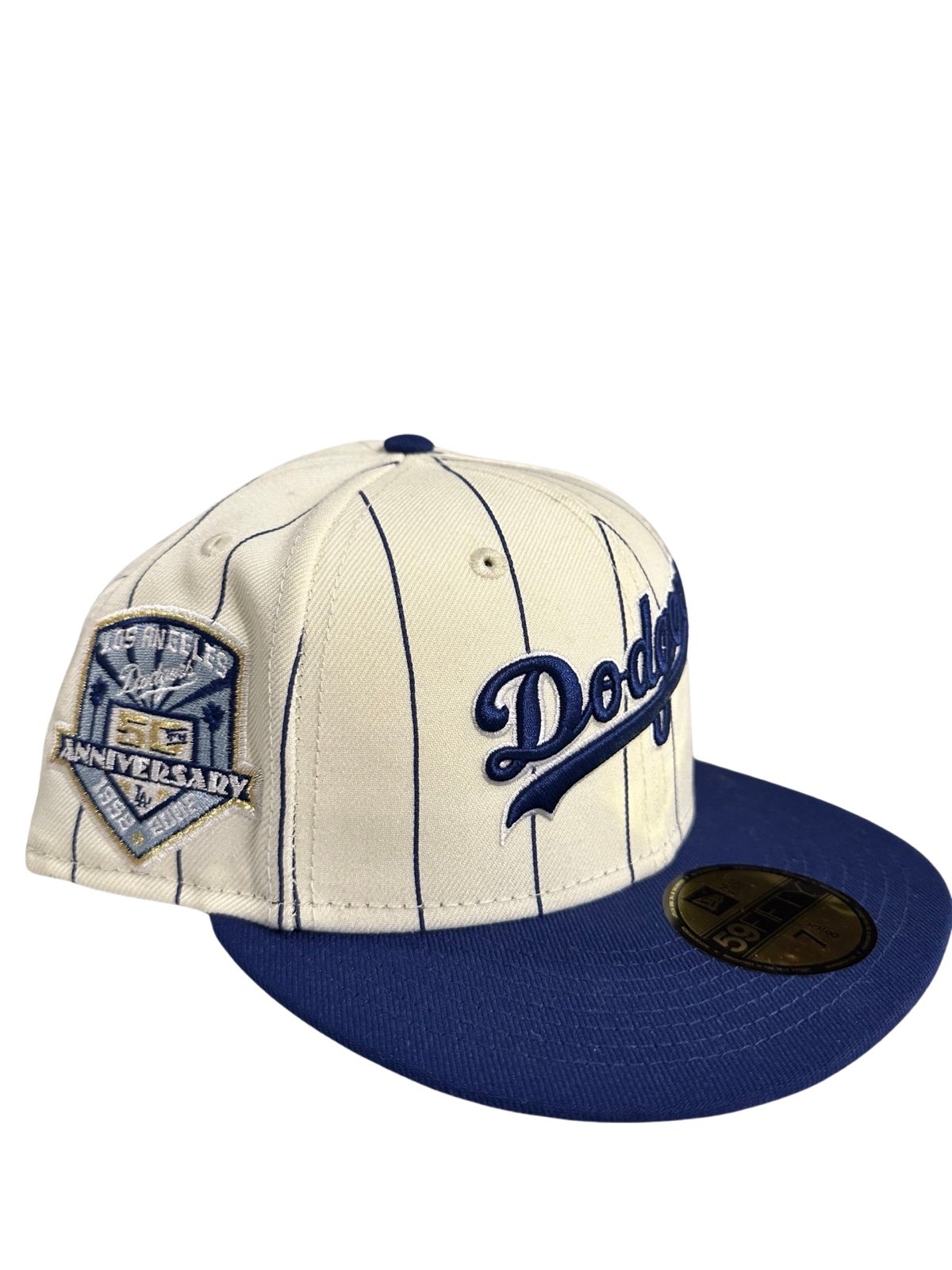 NEW ERA 59FIFTY COOPERSTOWN Los Angeles Dodgers Pinstripe Fitted Cap - Sz. 7 5/8