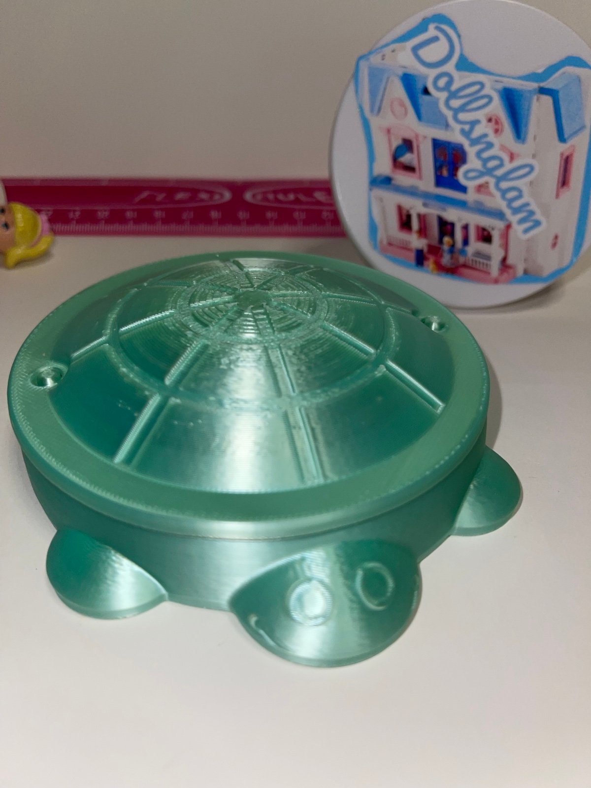 Mint colored turtle sandbox with lid NEW!! For 3-6” dolls Kelly loving family
