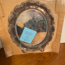Vintage COPPERCRAFT GUILD Oval Mirror with Ribbon Detail (Tabletop or Hanging)