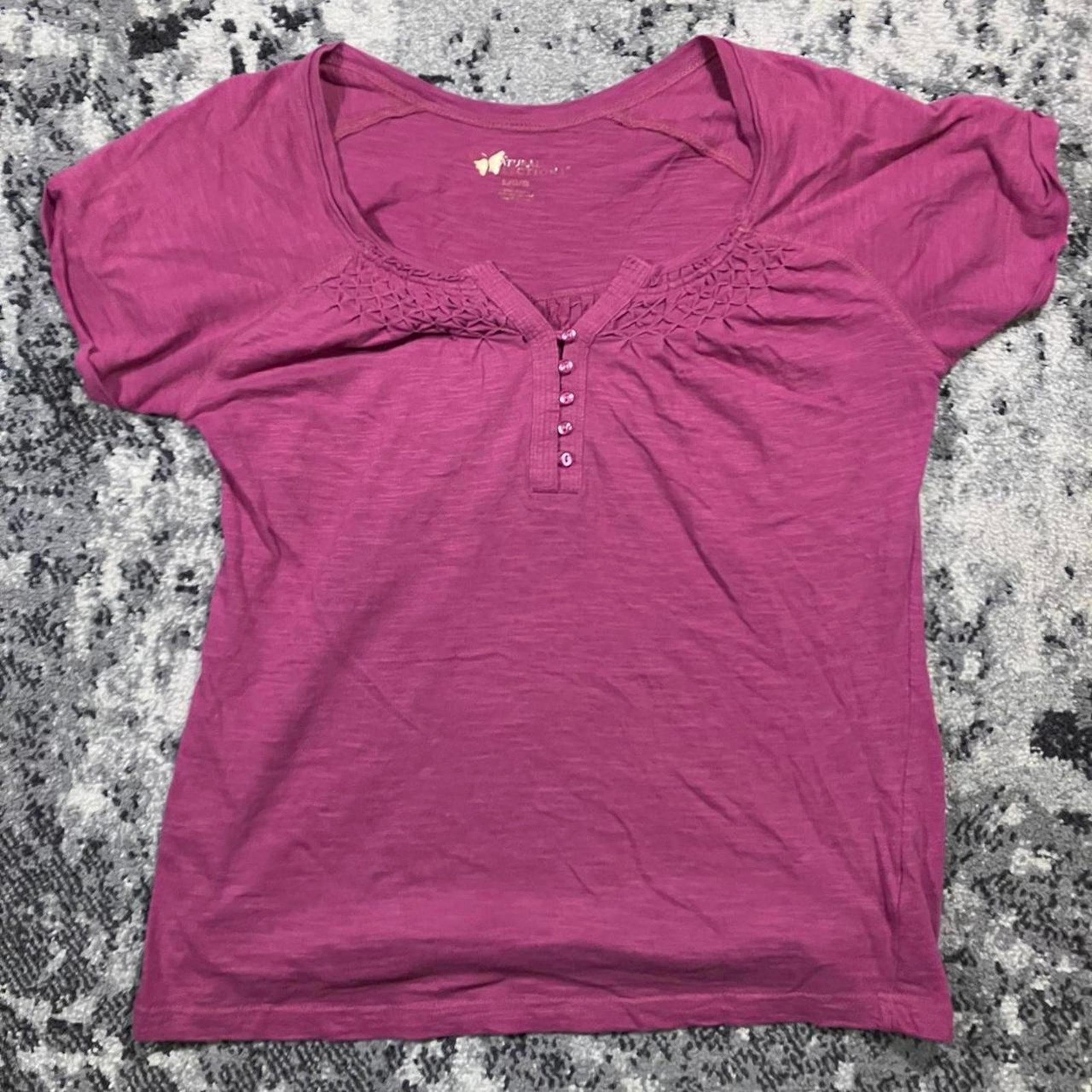 Y2k Lace Natural Reflections Pink Henley Shirt