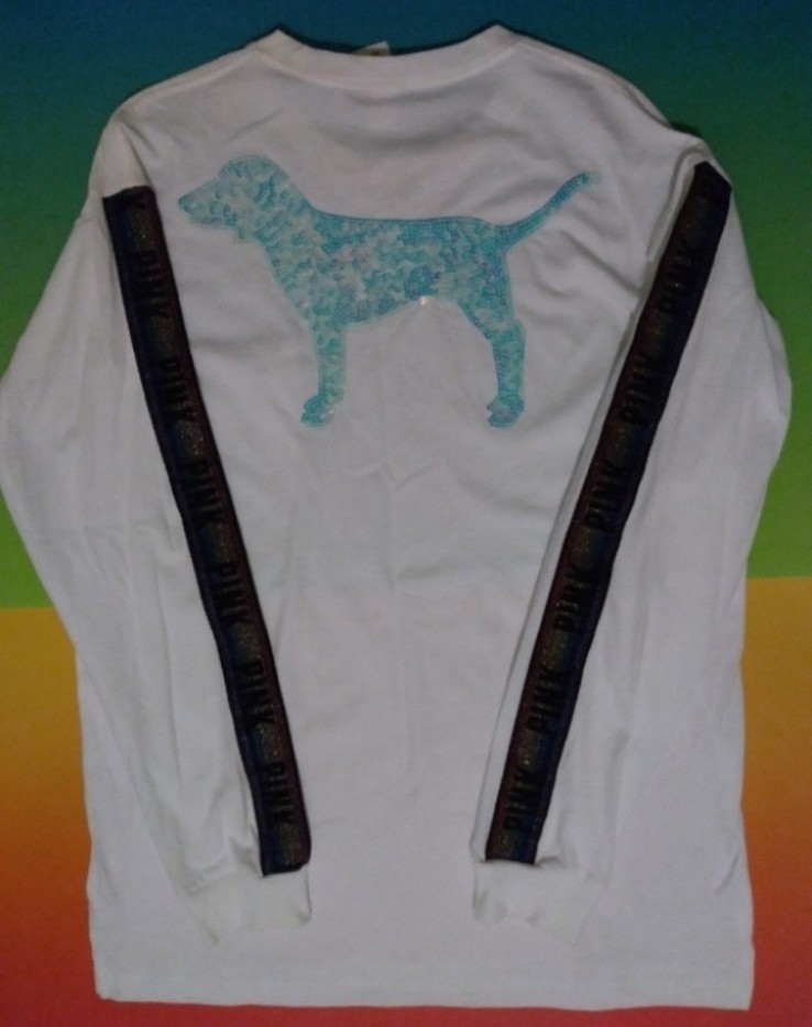 VS PINK iridescent bling dog tee X-large NWOT