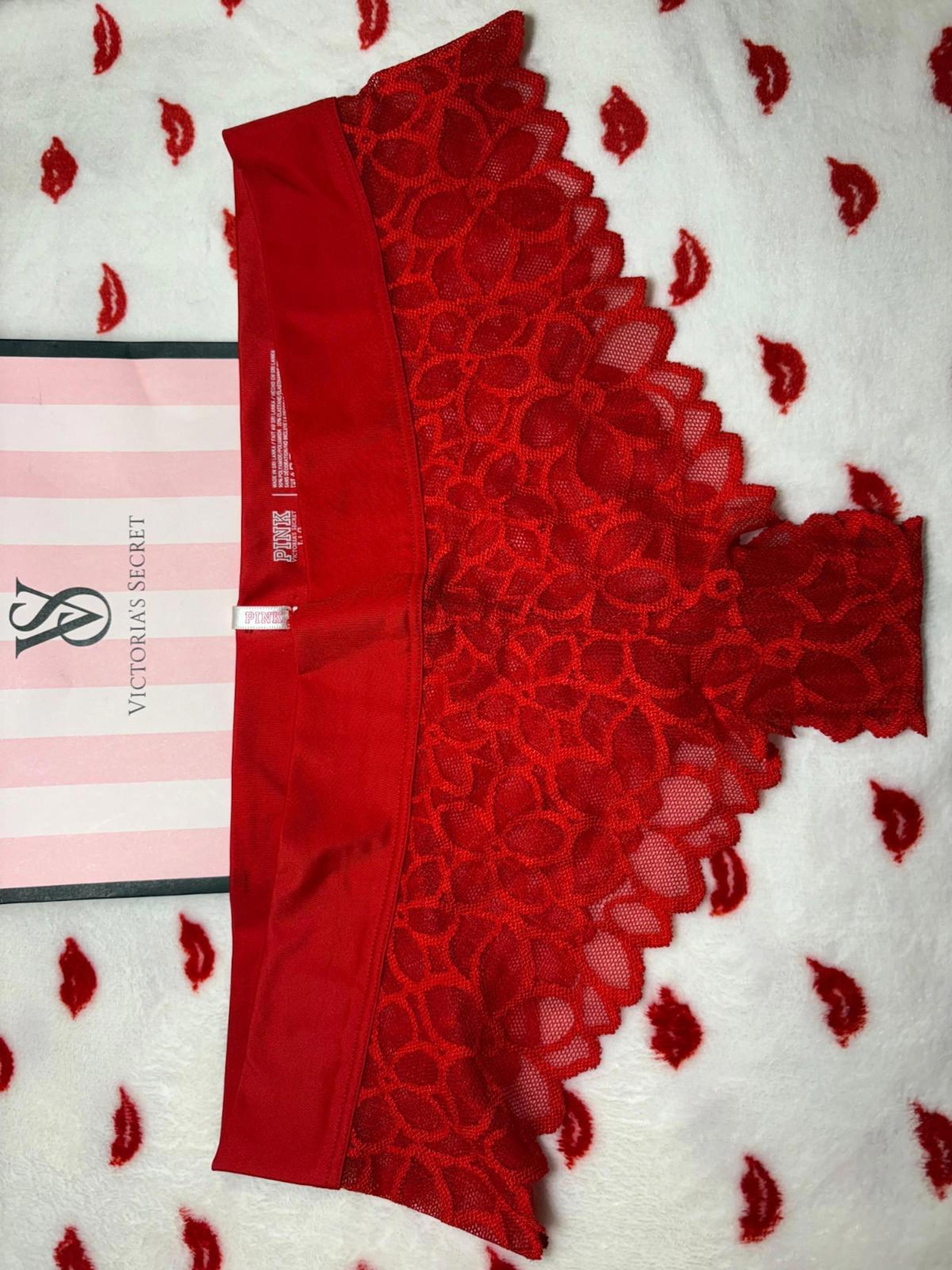 Pink By Victoria's Secret Women's Red Lace Extra Low Rise Cheekster Size L NWOT