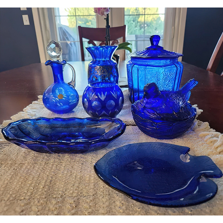 Beautiful Rare Vintage Cobalt Blue Collection Set