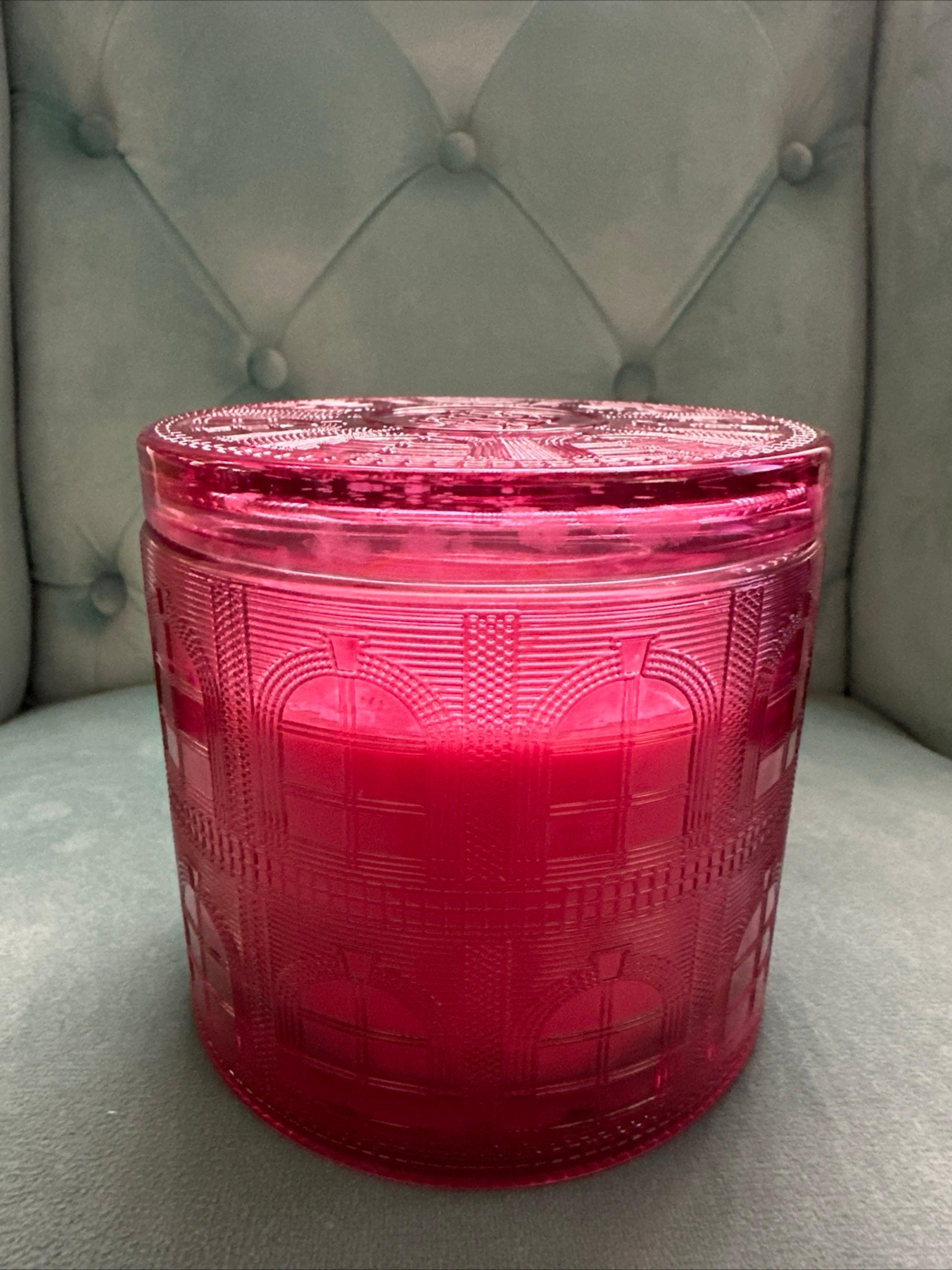 HOMEWORX Slatkin Raspberry Coconut Snowball Candle 14 Oz Pink Glass 3 Wick