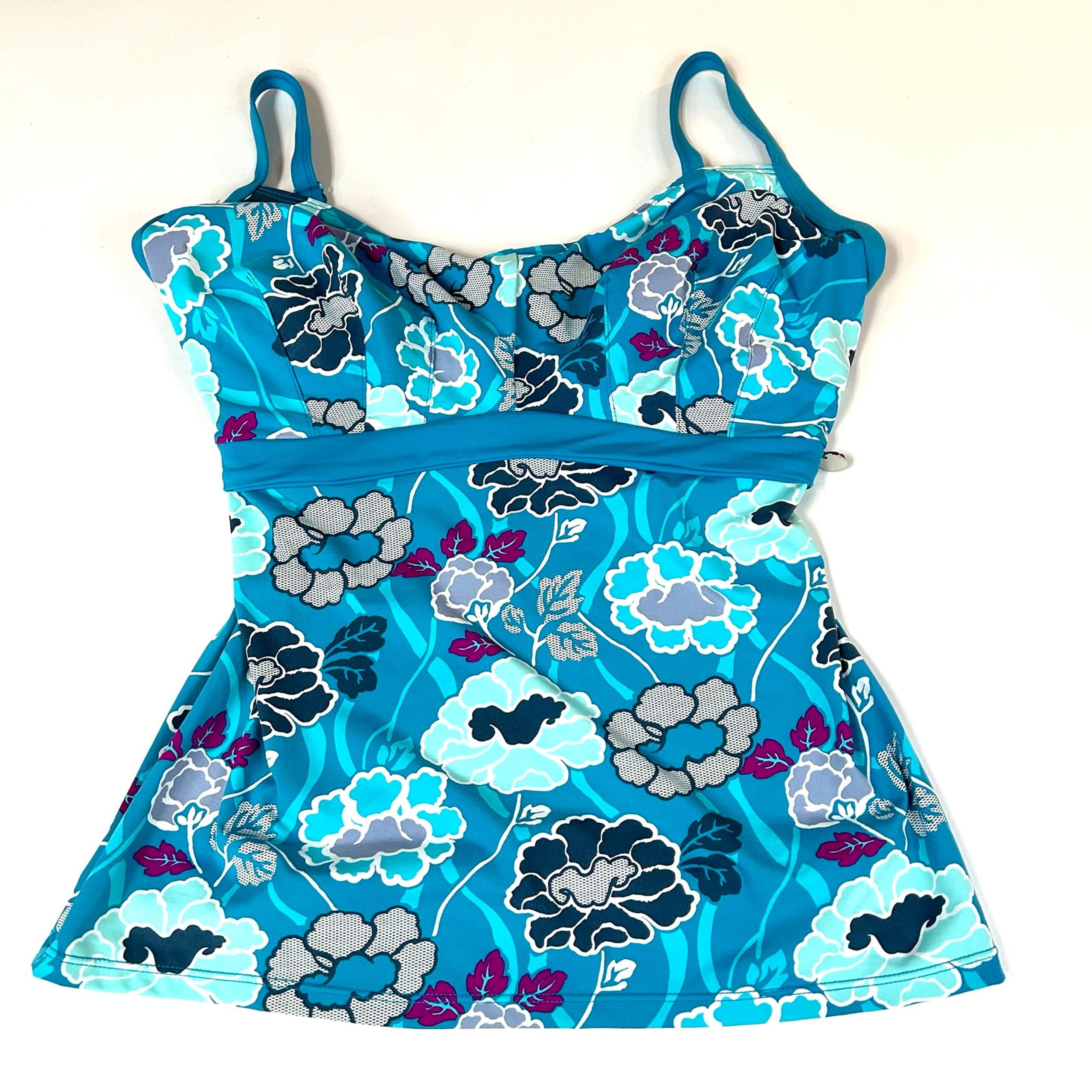 Panache Swim 32H 32DDDDD Tankini Top Loren SW0512 Floral Blue White Purple #1309