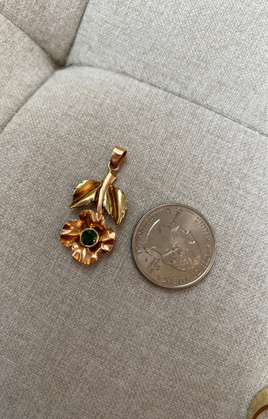 14k rose gold tourmaline pendant (vintage)