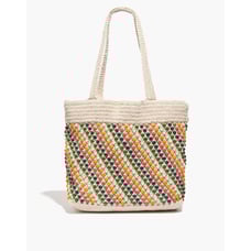 Madewell The Beaded Crochet Tote Bag Color Natural Rainbow