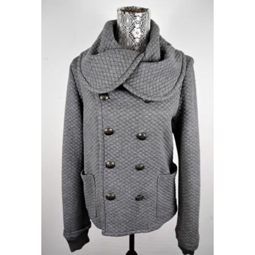 Juicy Couture Gray Double Breasted Quilt Like Design Coat One Of A Kind SZ L