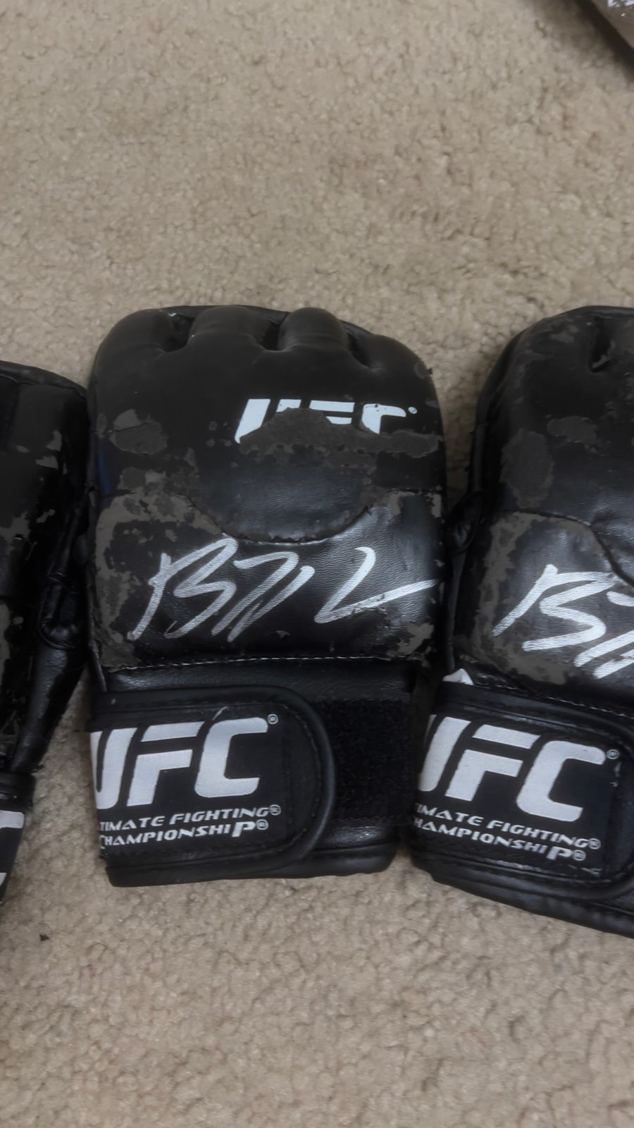 signed gloves from BJ penn