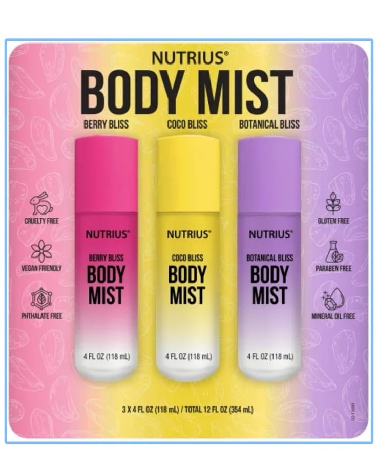 Body Mist (Berry Bliss, Coco Bliss, Botanical Bliss) 3 x 4 FL OZ (118 ml)