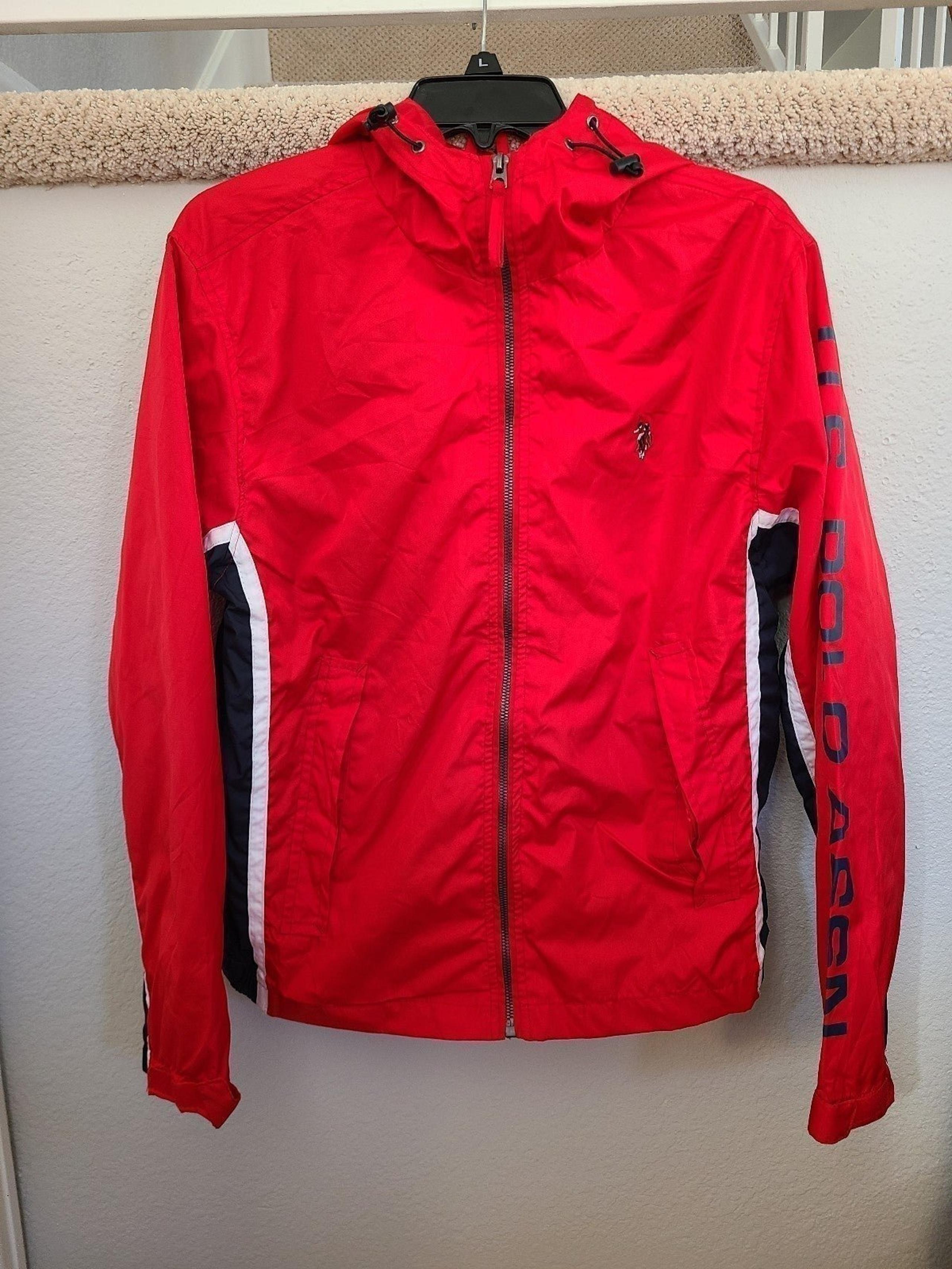 U.S. Polo Assn. Zip Up Jacket with Hood Size Small Mens Red
