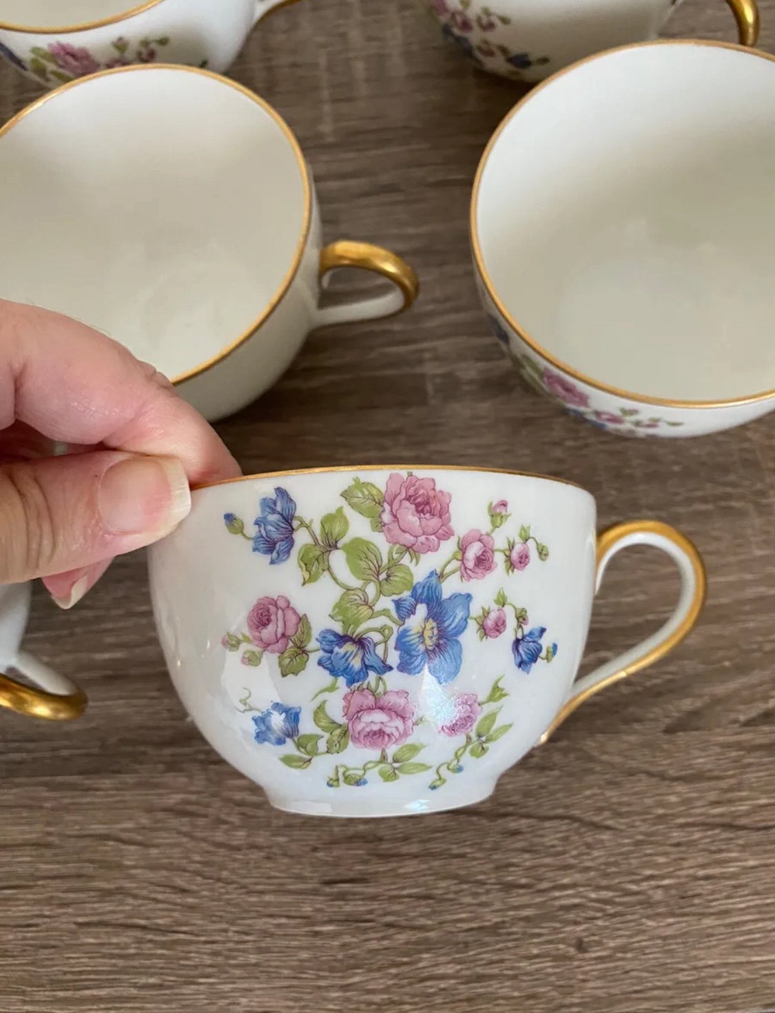 Limoges M-Freres France Porcelain Floral Tea Cups ONLY ~ Set Of 8