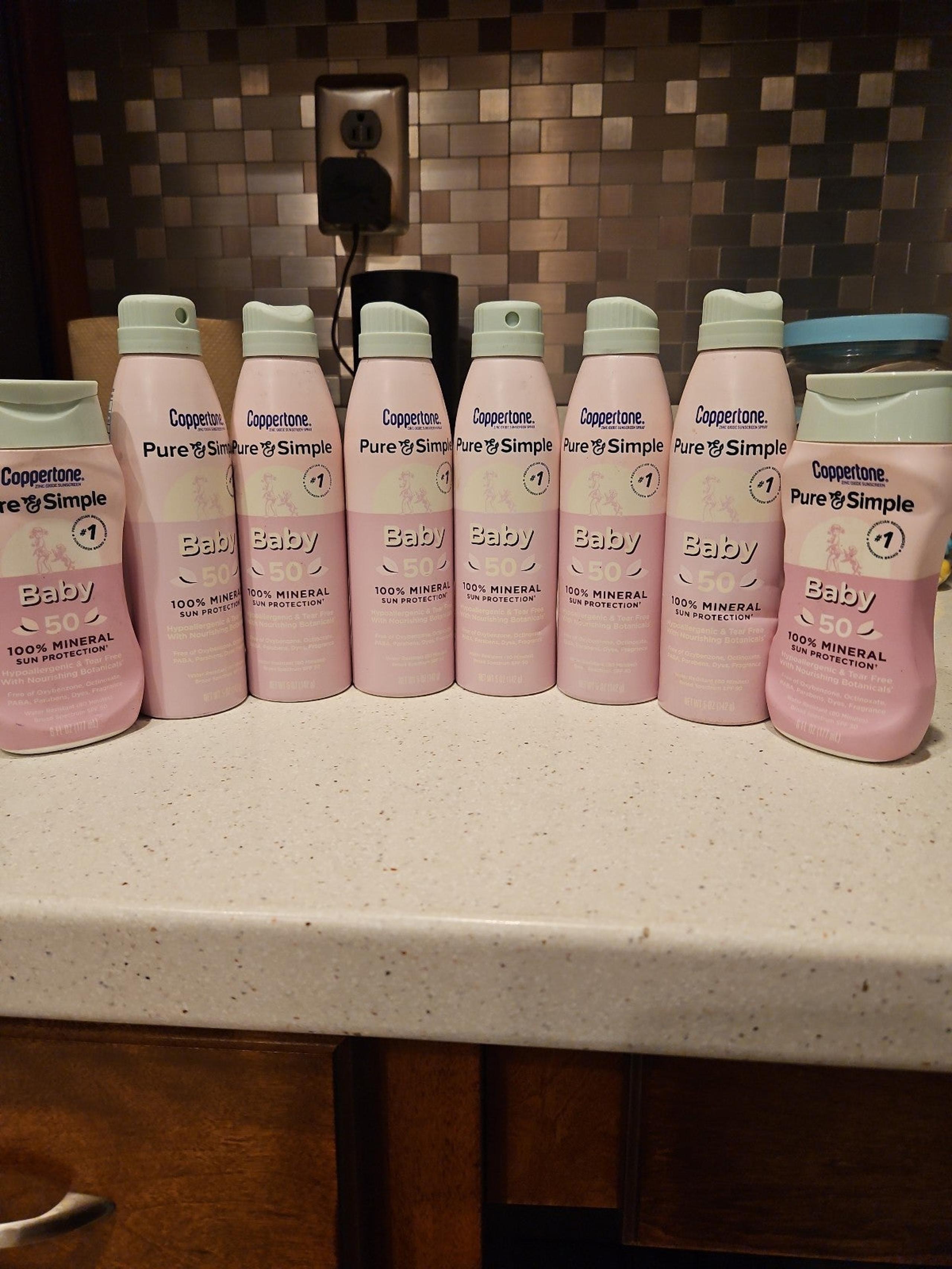 Lot of 8 Coppertone Pure & Simple Baby mineral sunscreens