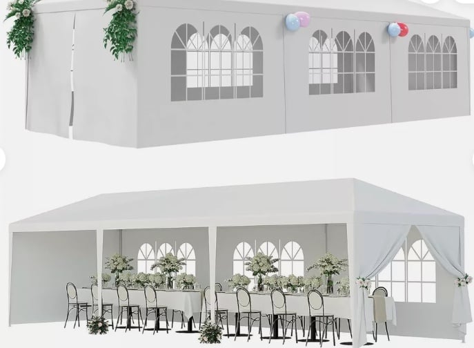 10'x30' Canopy Party Wedding Tent Gazebo Pavilion w/8 Side Walls Outdoor White