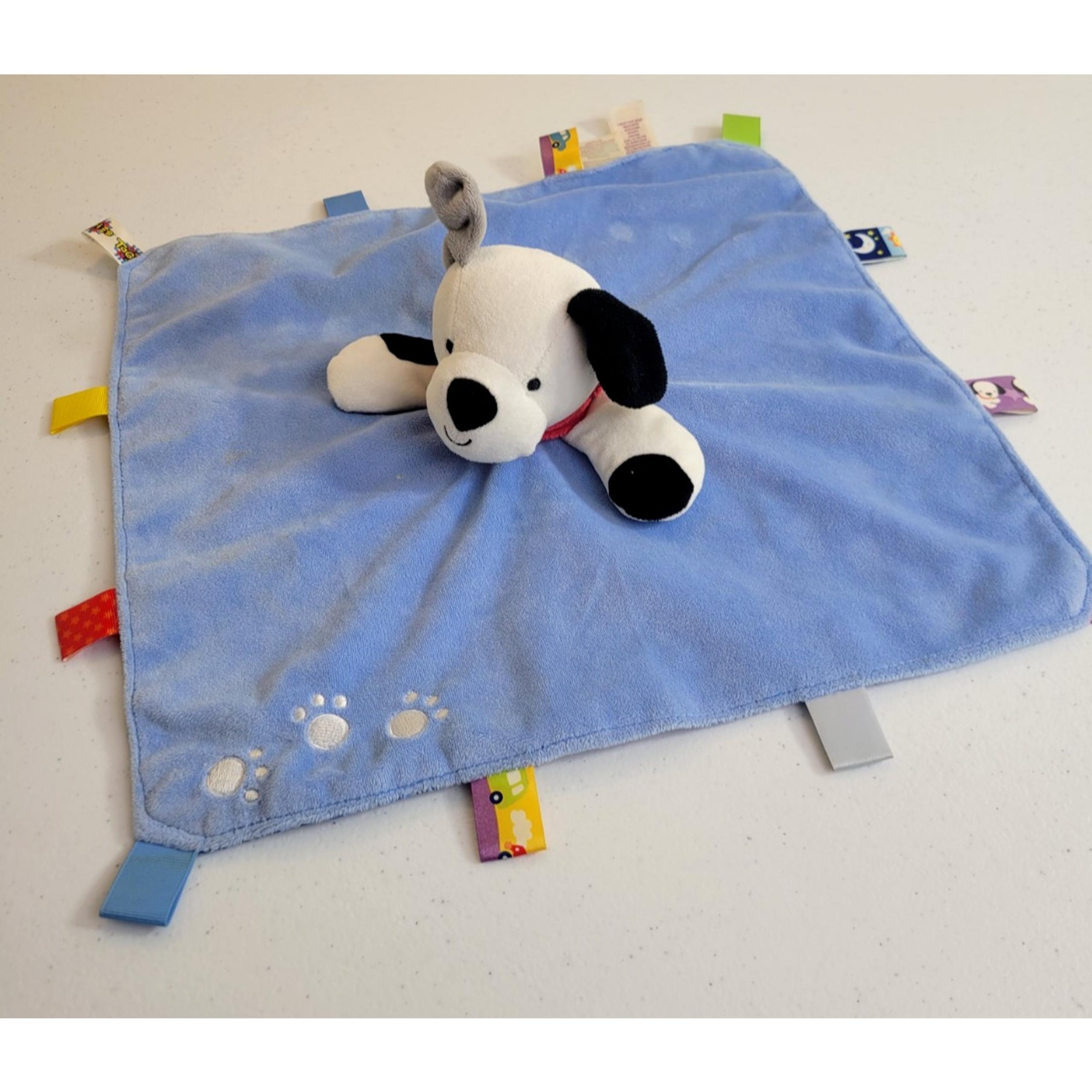 Taggies Lovey Dog Puppy Snuggli Plush Blue Soft Nursery Security Blanket 14"