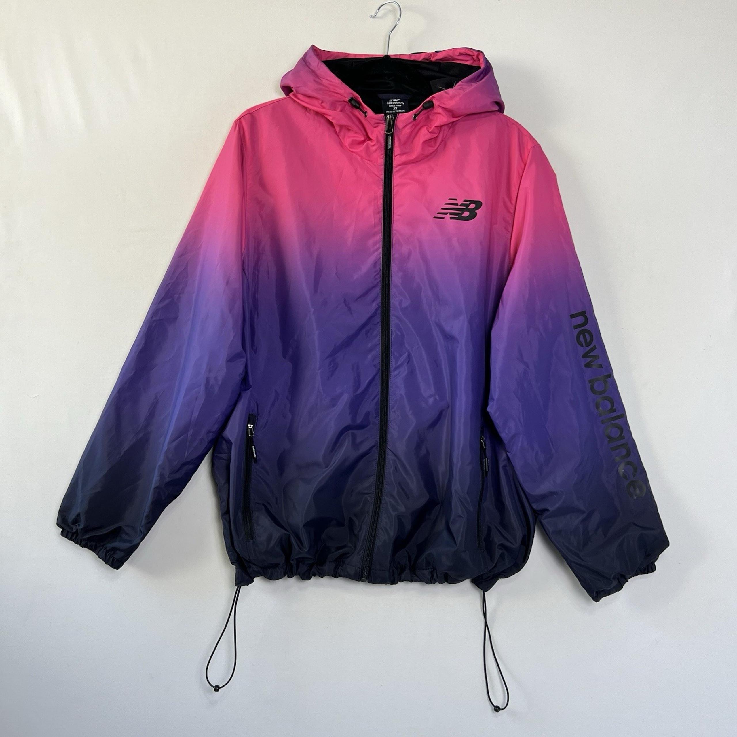 New Balance Gradient Windbreaker Jacket Womens 2X Pink Purple Ombre Athletic