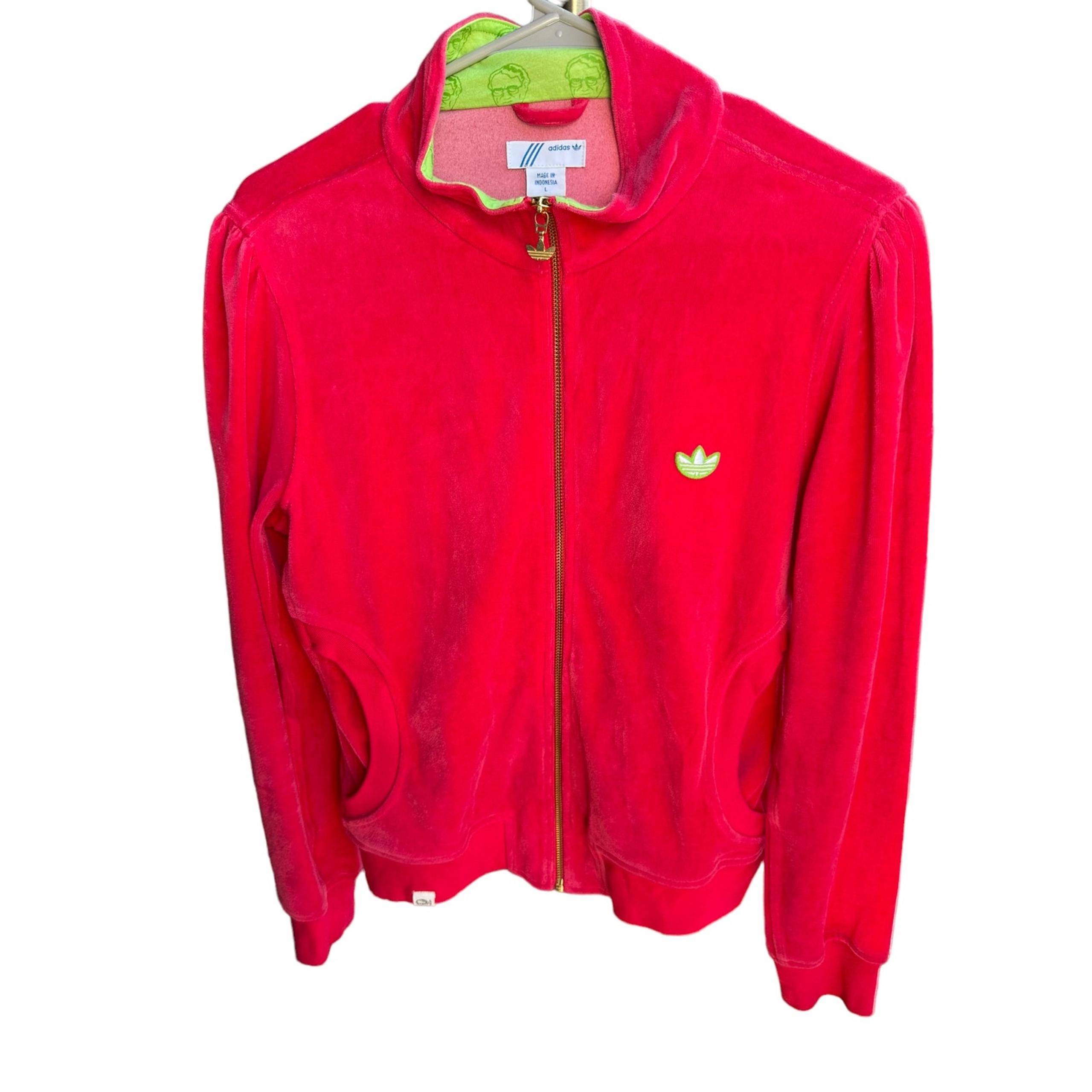 Adidas Women's Pink Velour Velvet Track Super Soft Jacket & Trouser Set Size L