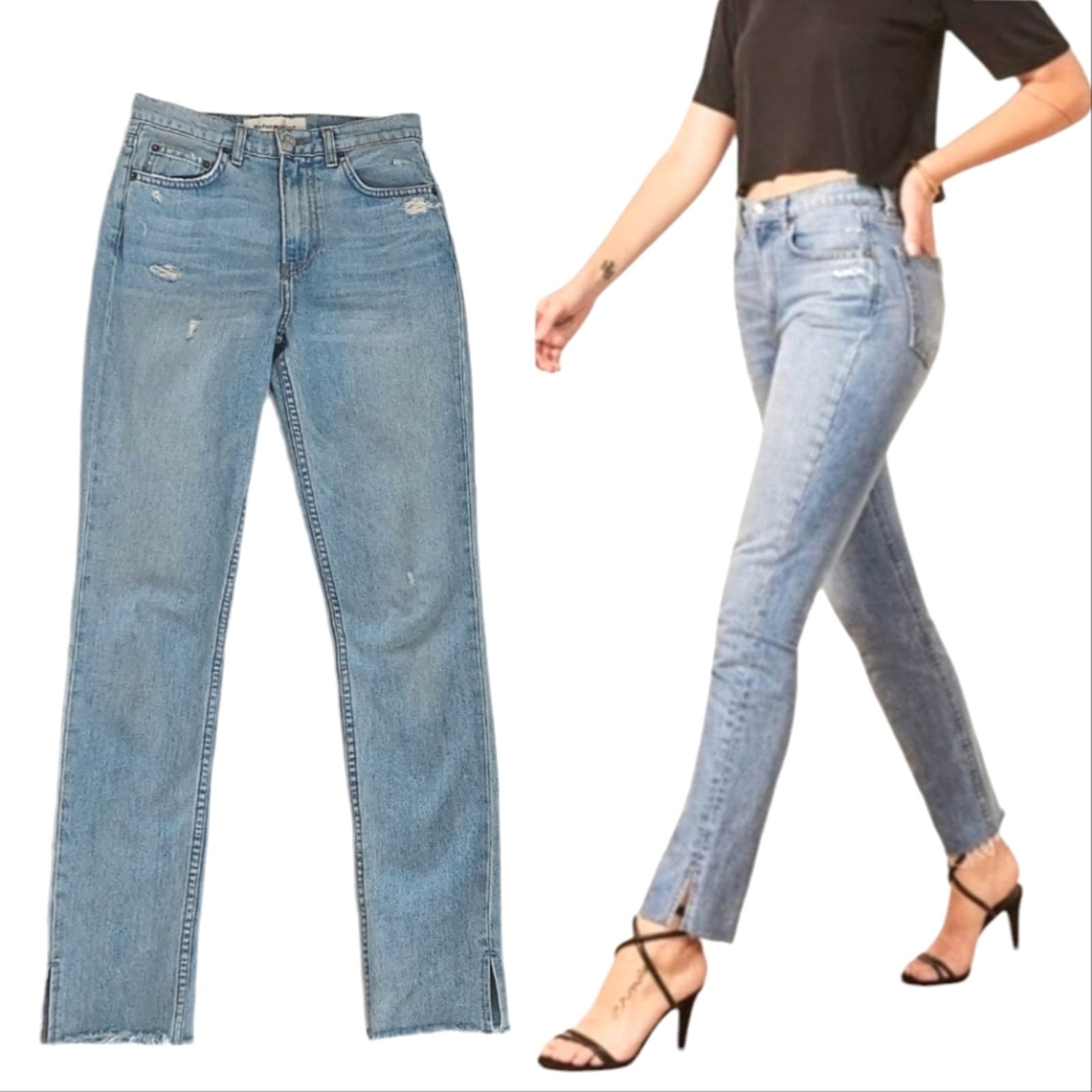 Reformation Julia High Cigarette Slit Hem Savu Jeans