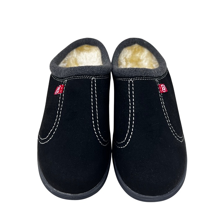 Spenco Mens Supreme Slide Slipper Black Herringbone Wool Upper Size 8D