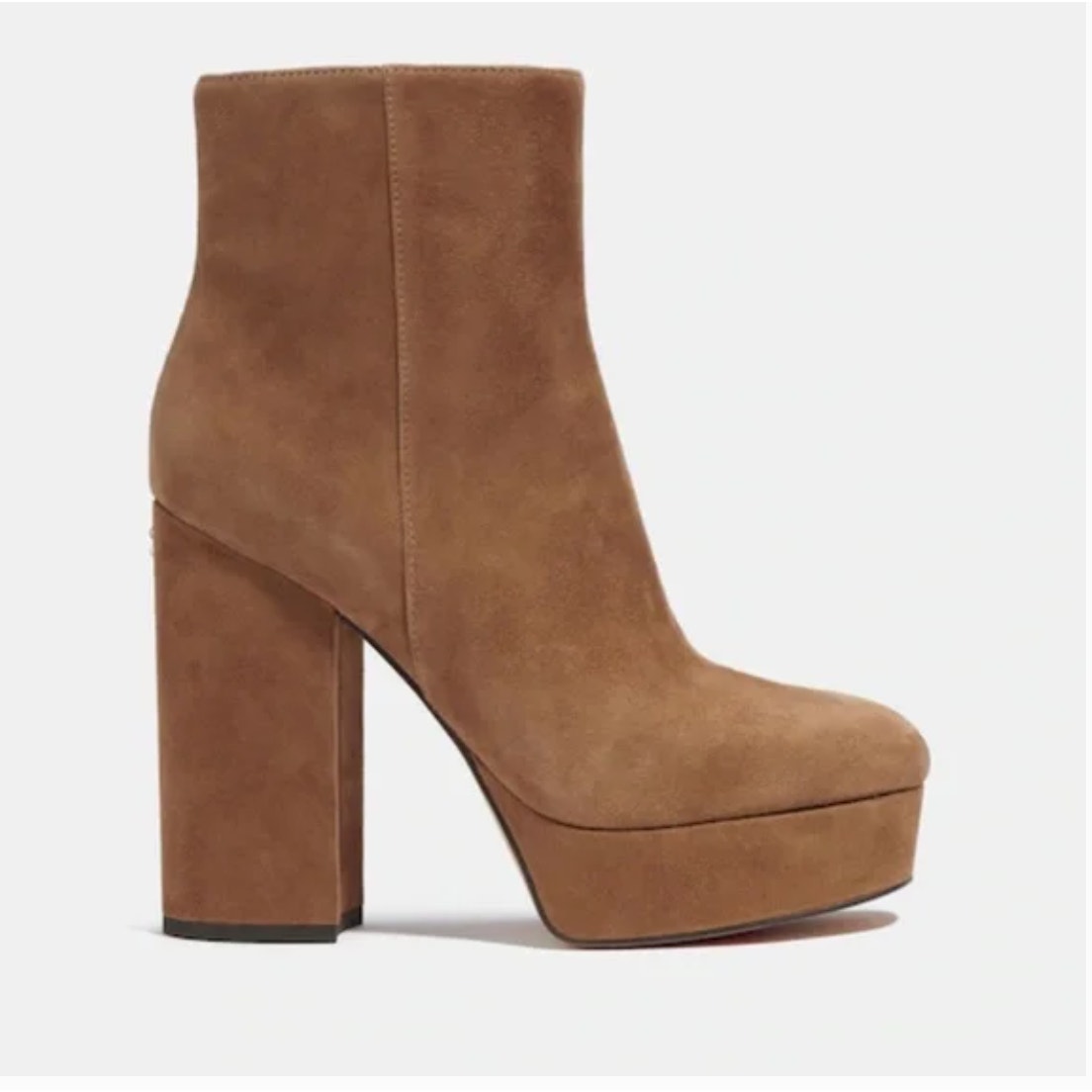 Coach Iona Platform Boots 10 Tan NWOT Suede Ankle Booties Heel Zip Glam Capsule