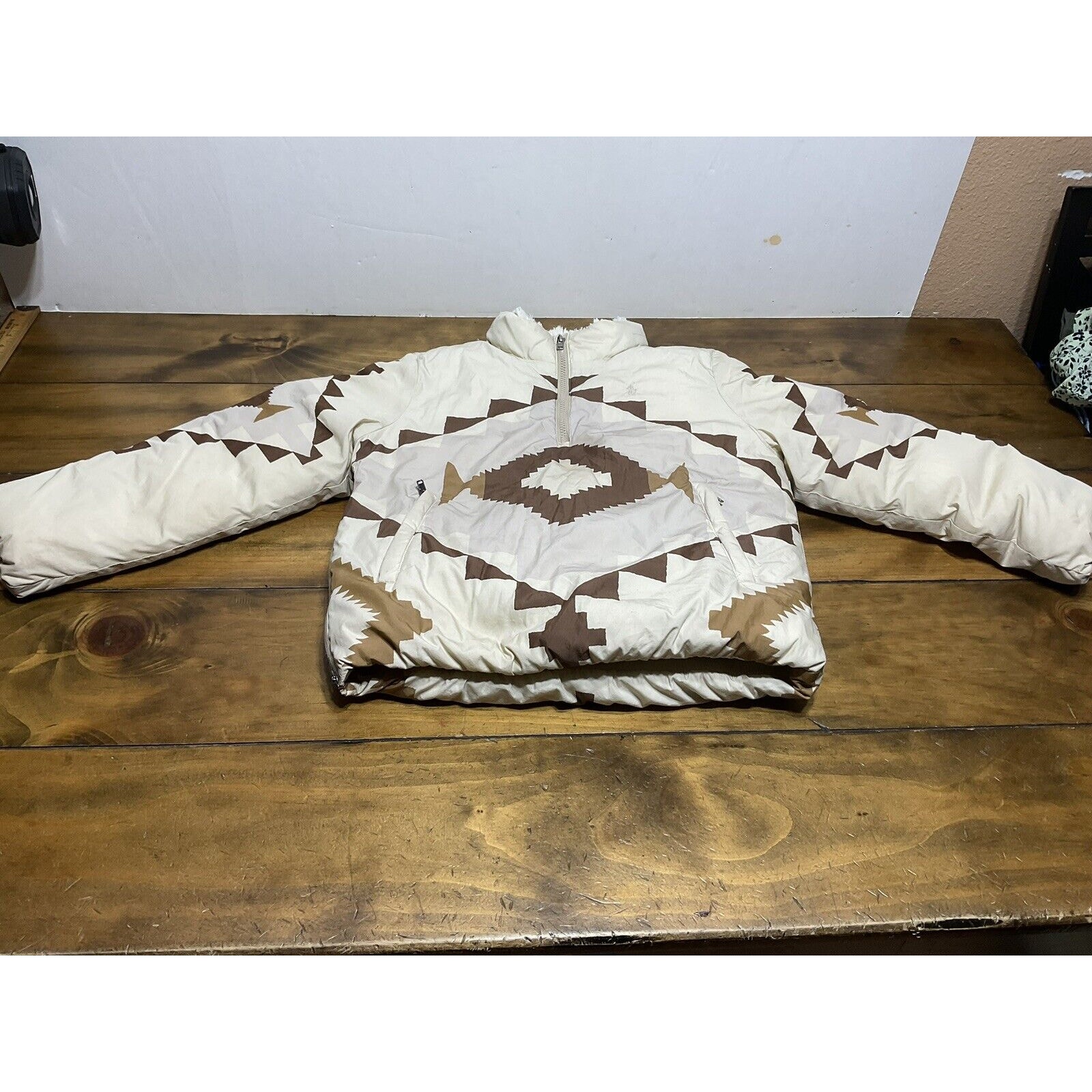 Polo Ralph Lauren Aztec Print Cream Down Puffer Size M (8-10) Kids