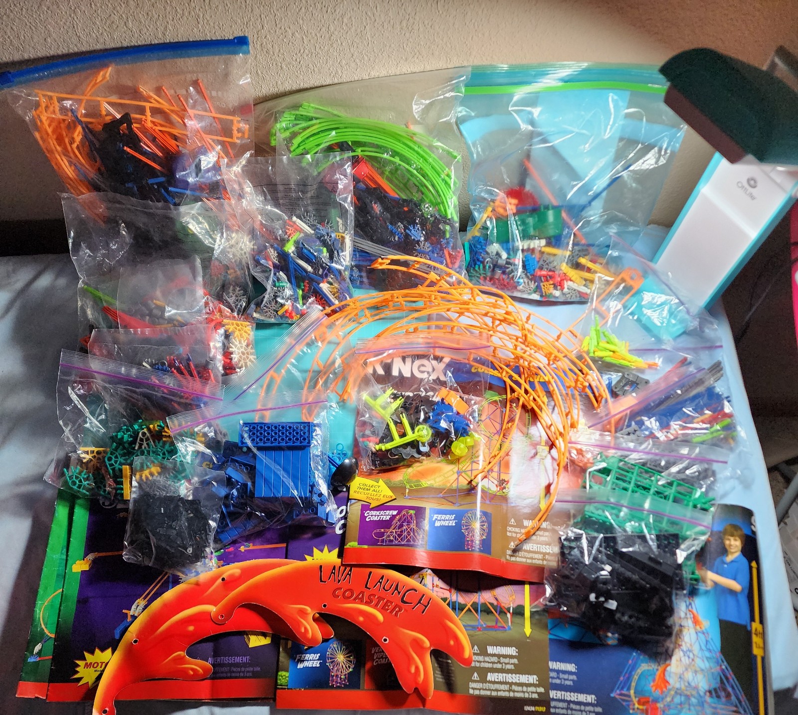 HUGE Lot of K'NEX Roller Coasters Some New Parts 5 Manuals BENIFITS CHARITY
